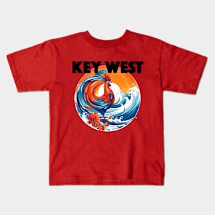 Key West - Rooster (with Black Lettering) Kids T-Shirt